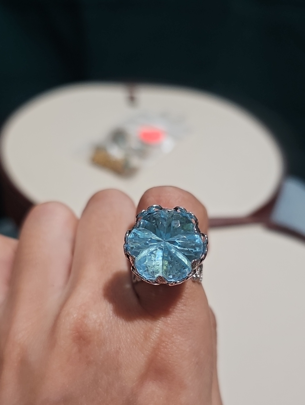 1973 Sarah Coventry Blue Lace Adjustable Filigree Ring